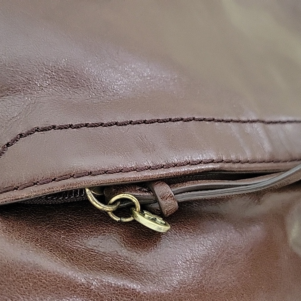 HOBO Mahogany Dark Brown Sheila Crossbody Satchel Crinkle Shiny Leather - Picture 7 of 16
